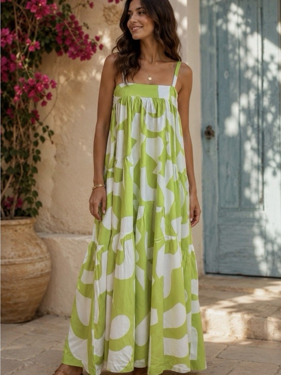 Anthropologie Dresses & Skirts - Anthropologie S Small maxi dress Abel the Label citron geometric strappy tier